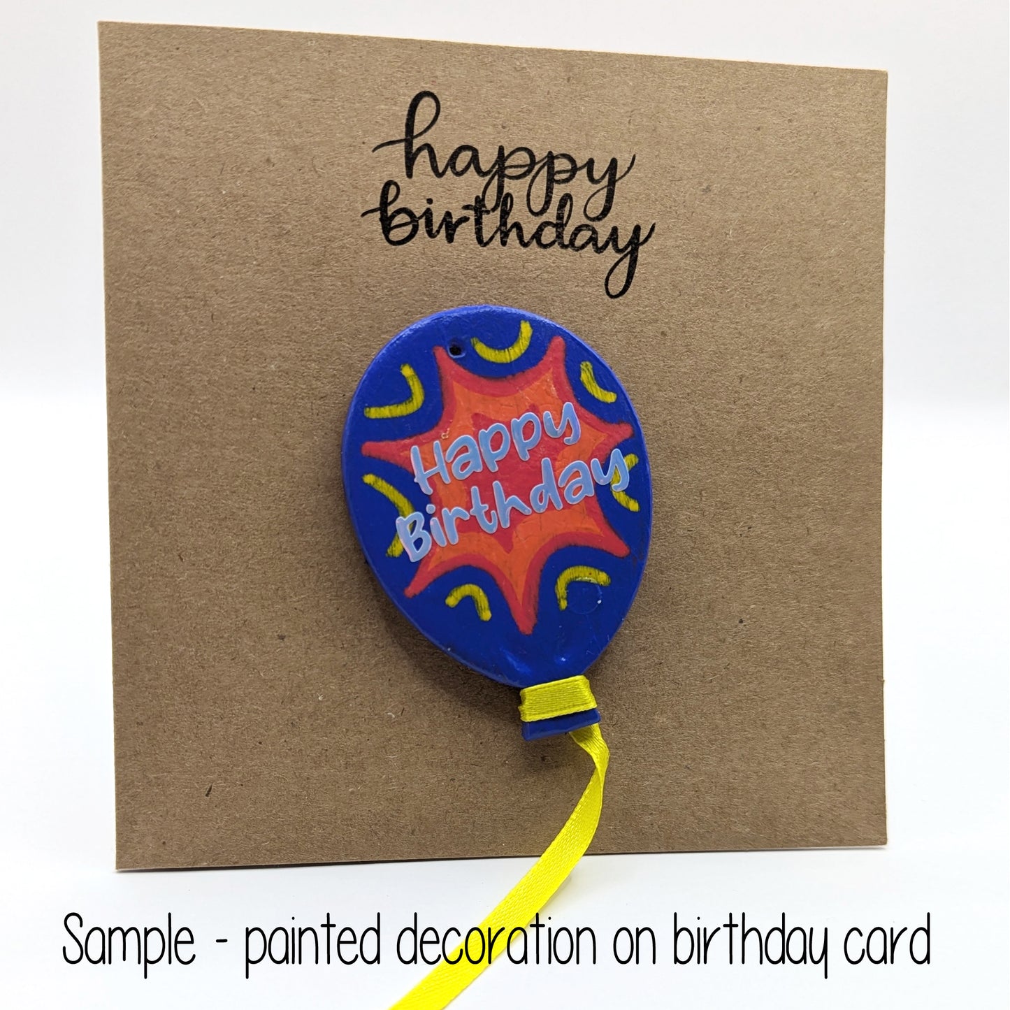 happy birthday card with a clay painted balloon on the front