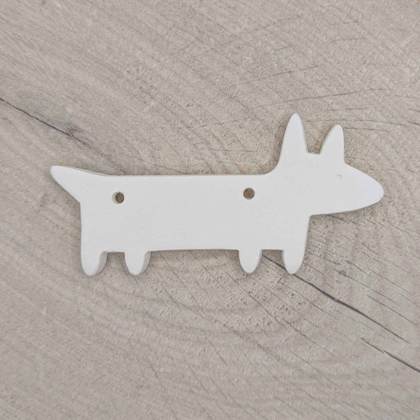 stylised Dachshund dog clay dog decoration to paint and decorate in your own home