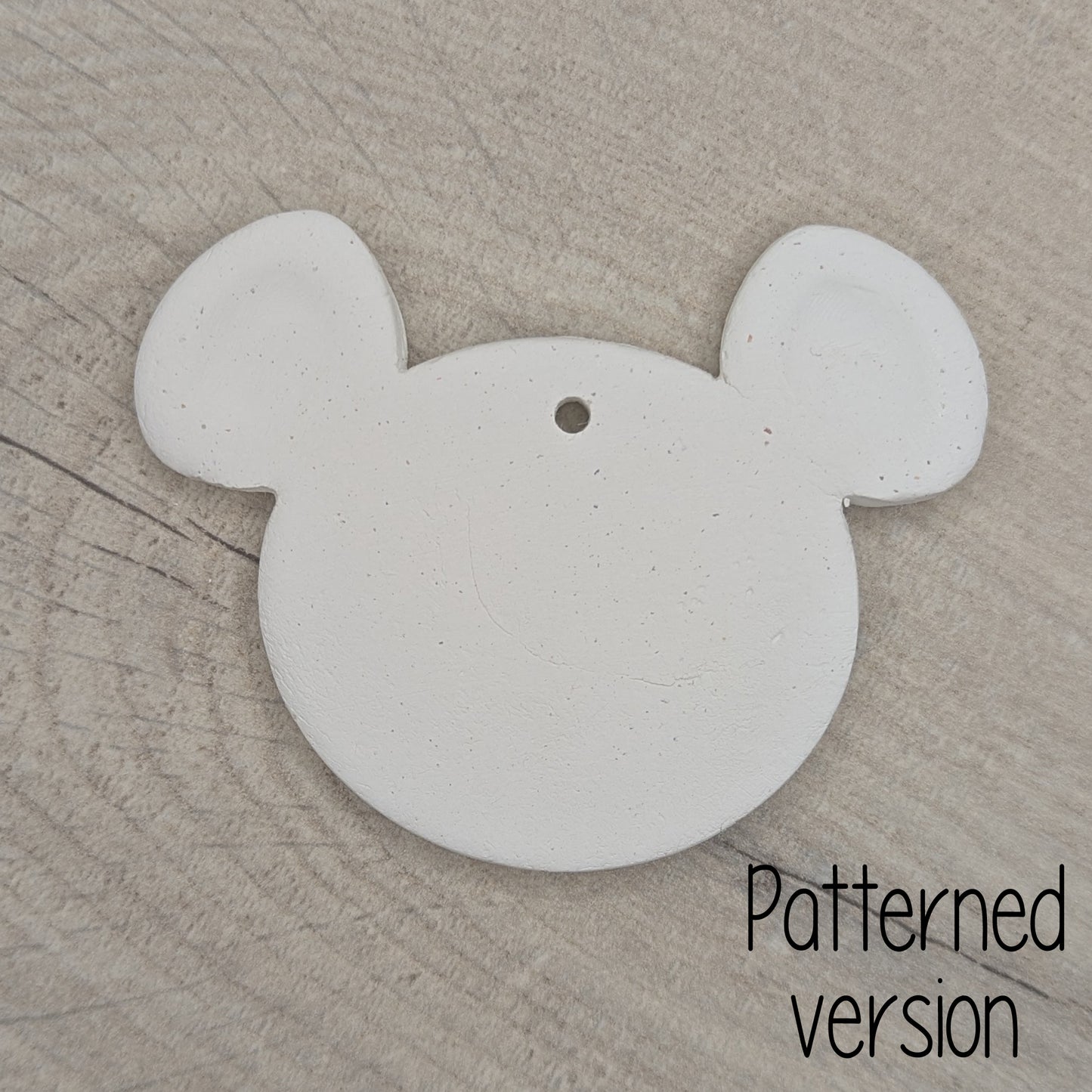 mouse or koala shaped clay decoration, made from air dried clay, had ear indents to help guide when painting