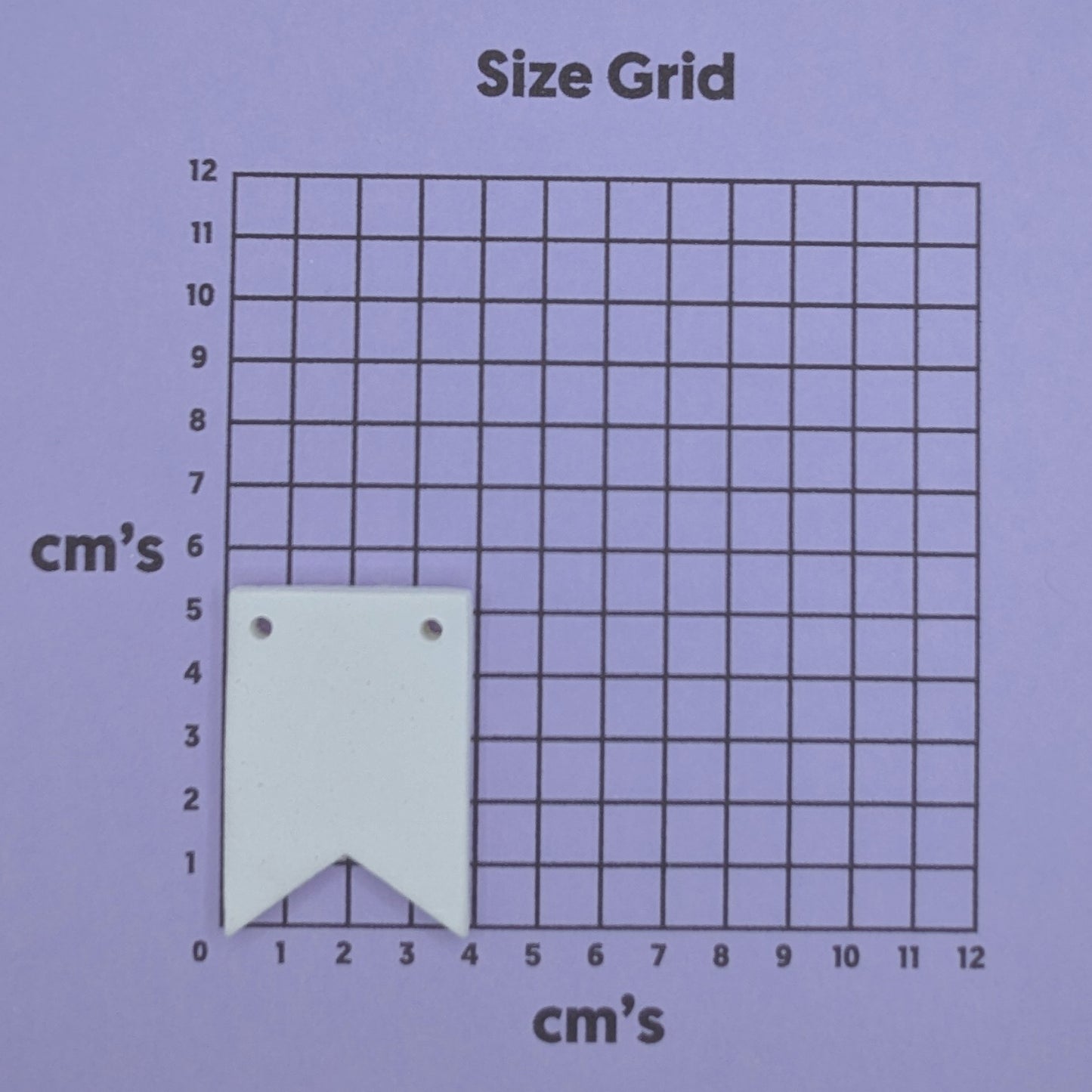 Size grid with a clay bunting decoration on