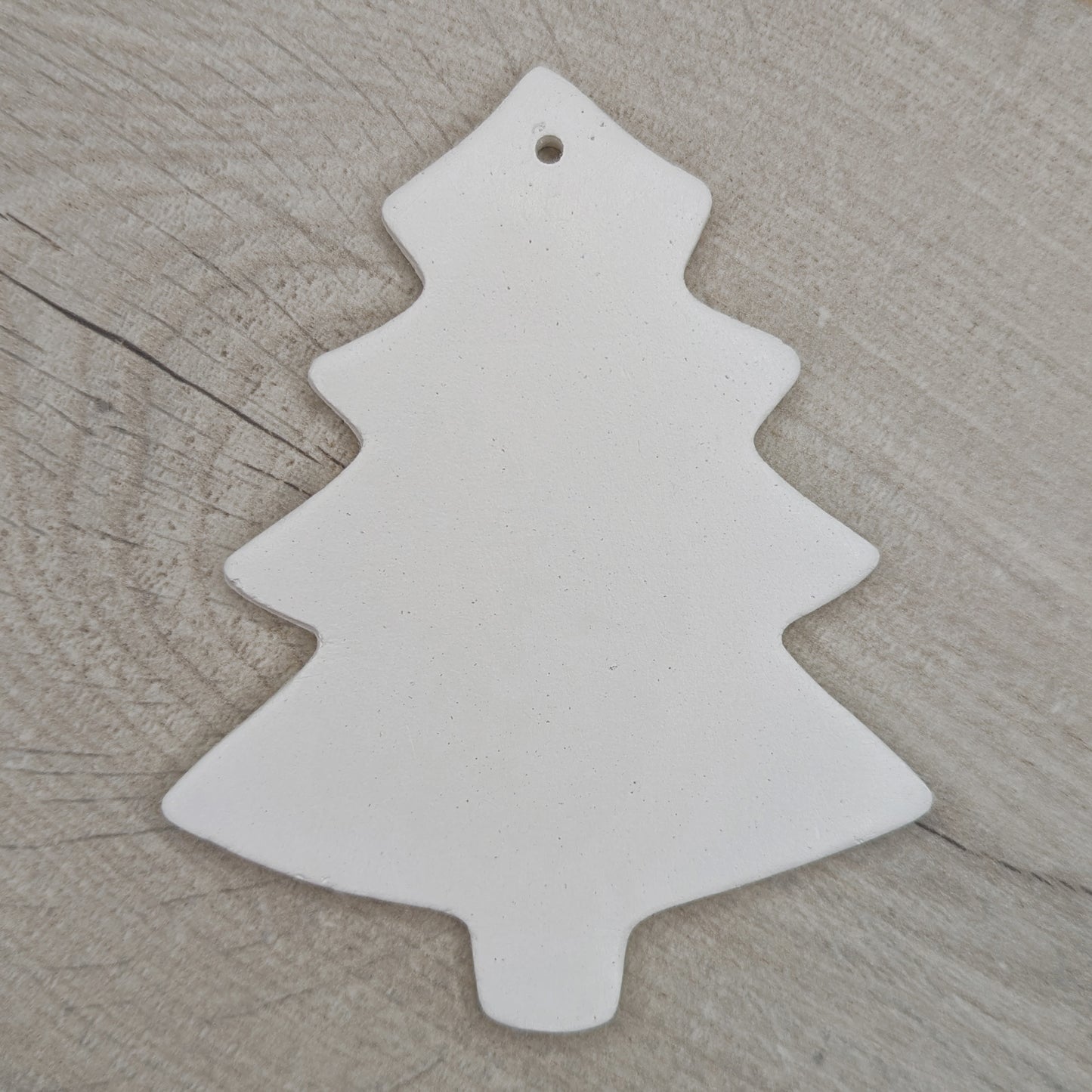 white air dried clay Christmas tree shaped decoration