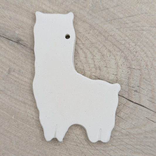 alpaca or llama clay decoration, made of white air dried clay for children to paint 