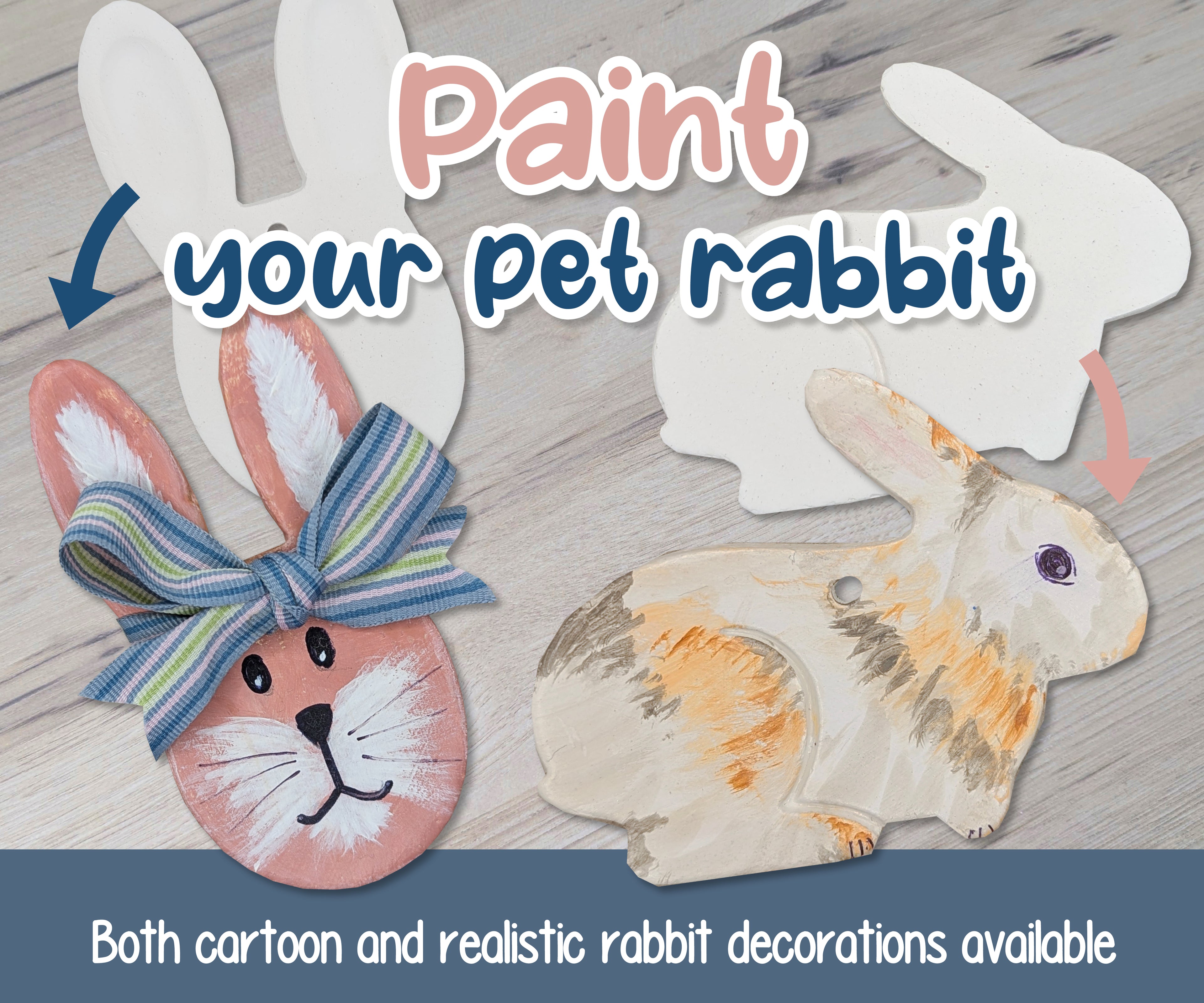 paint your pet rabbit text with 2 rabbit samples shown