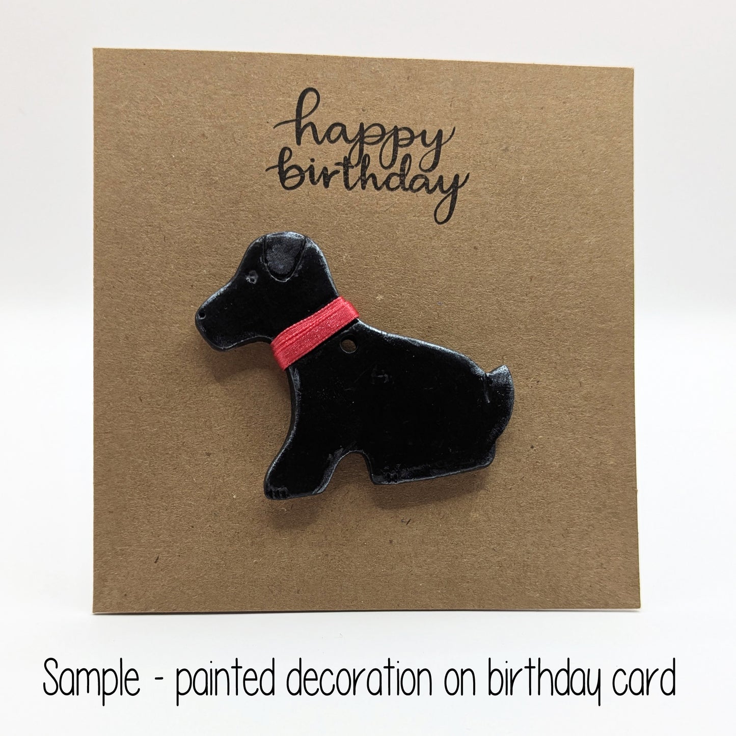 happy birthday card with black Labrador  dog on the front