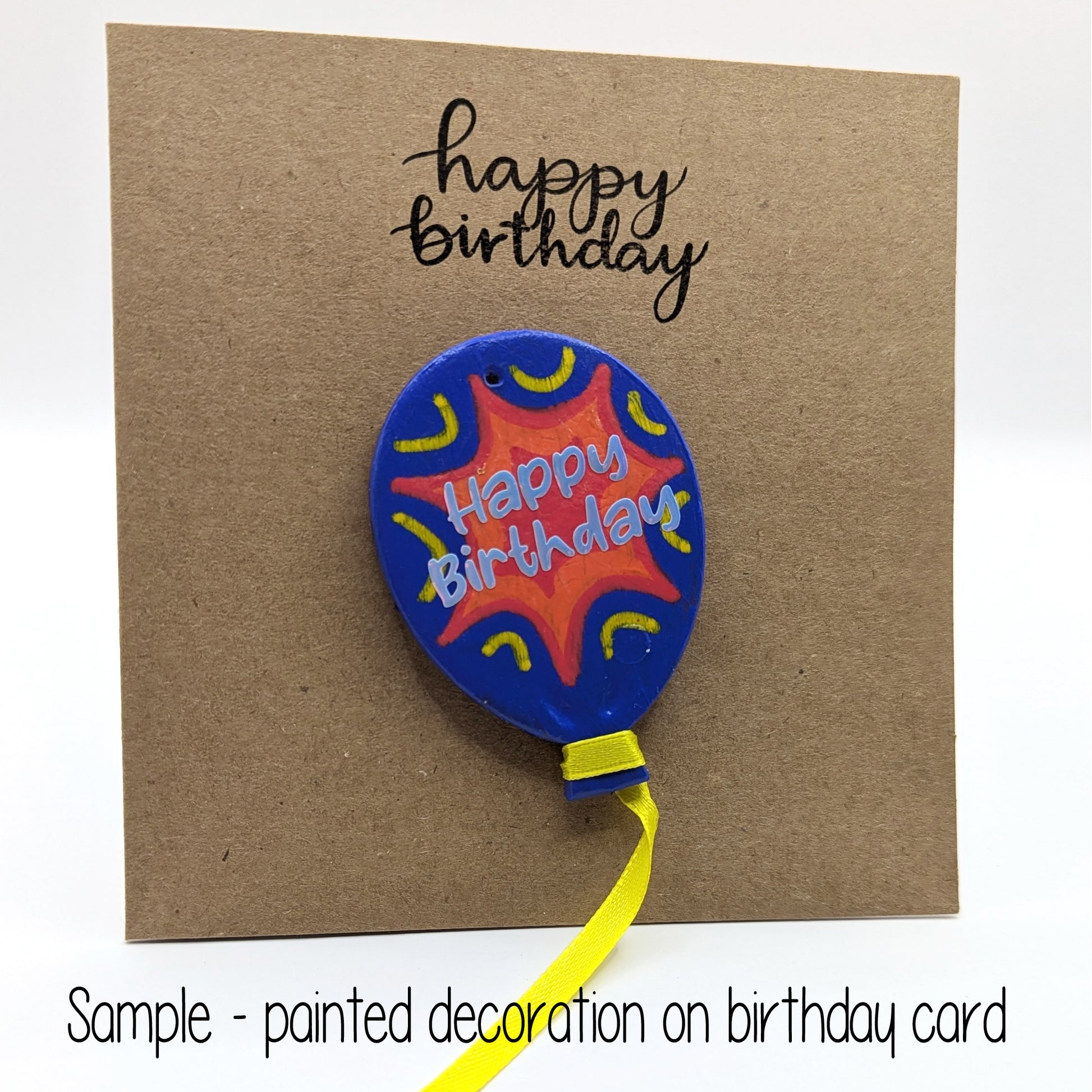 happy birthday card with a clay painted balloon on the front
