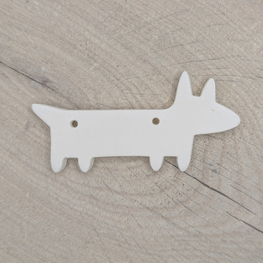 stylised Dachshund dog clay dog decoration to paint and decorate in your own home