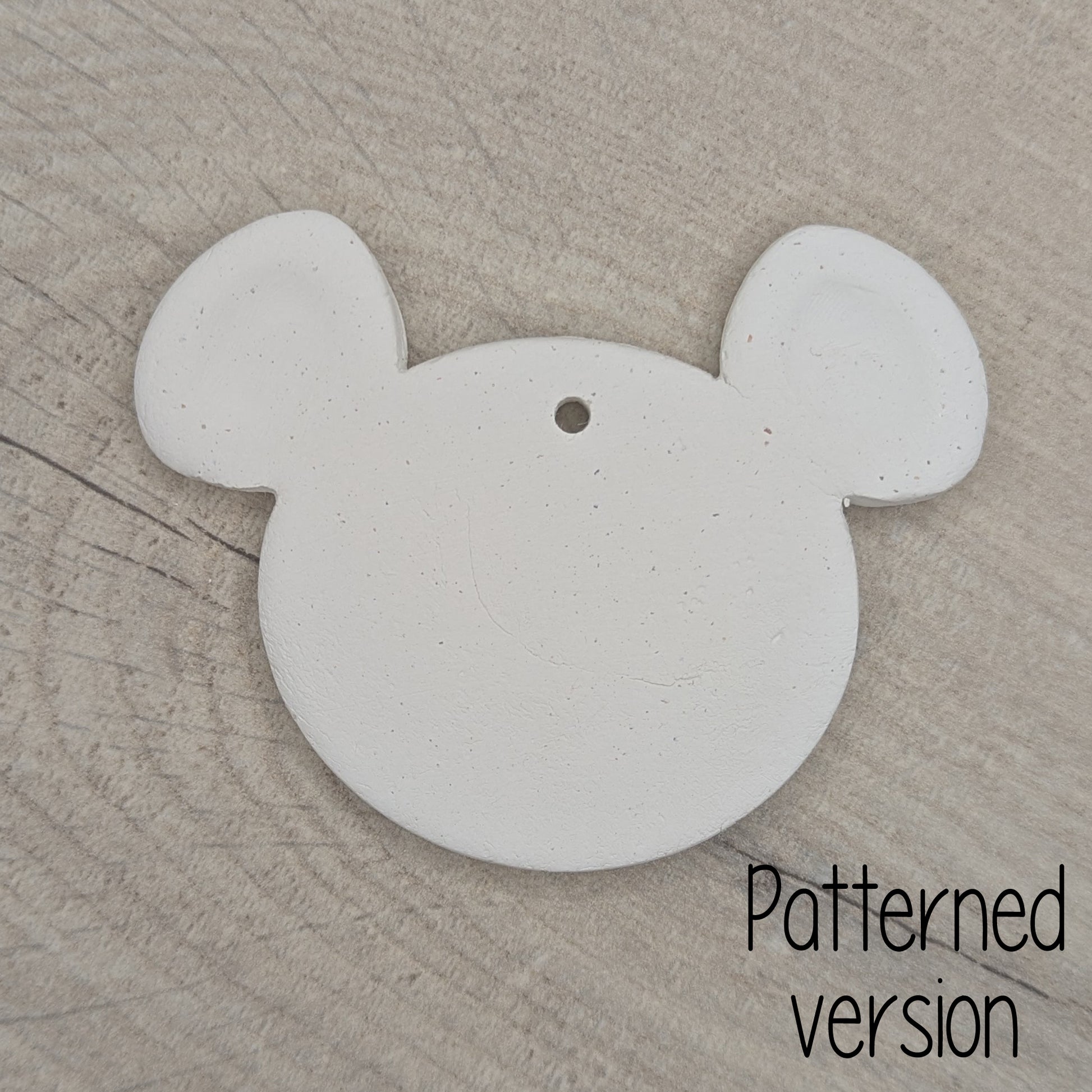 mouse or koala shaped clay decoration, made from air dried clay, had ear indents to help guide when painting