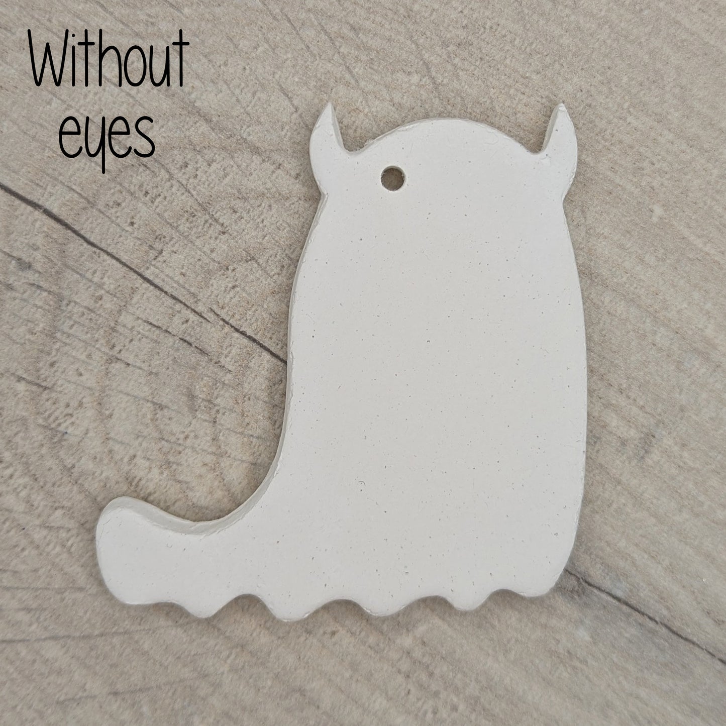 White ghost shaped air dried clay decoration - plain version
