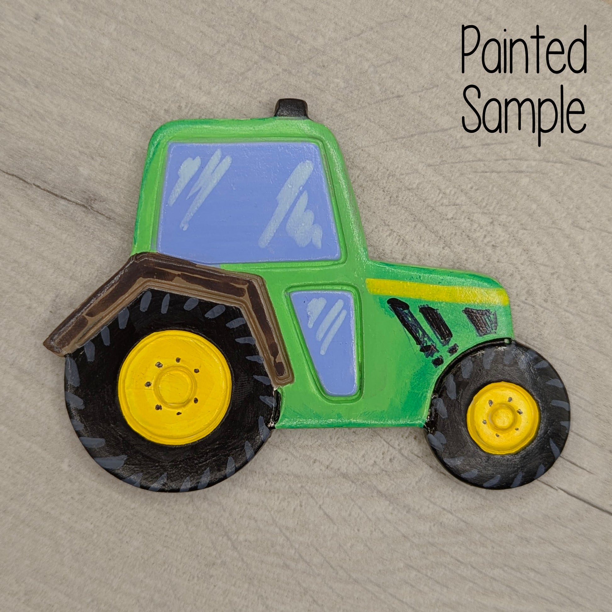 painted clay decoration of a tractor