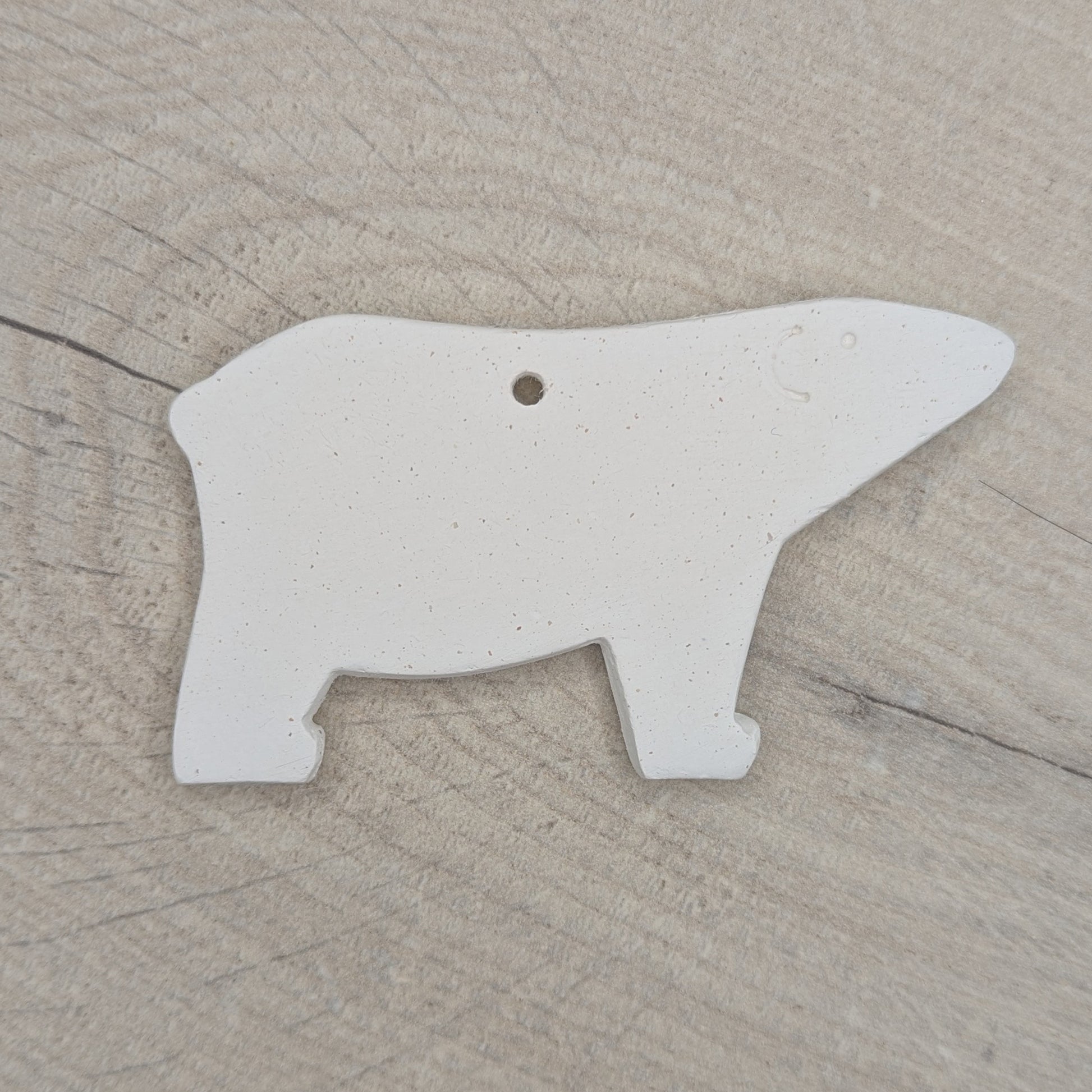 white air dried clay polar bear decoration