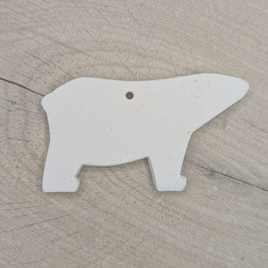 white air dried clay polar bear decoration