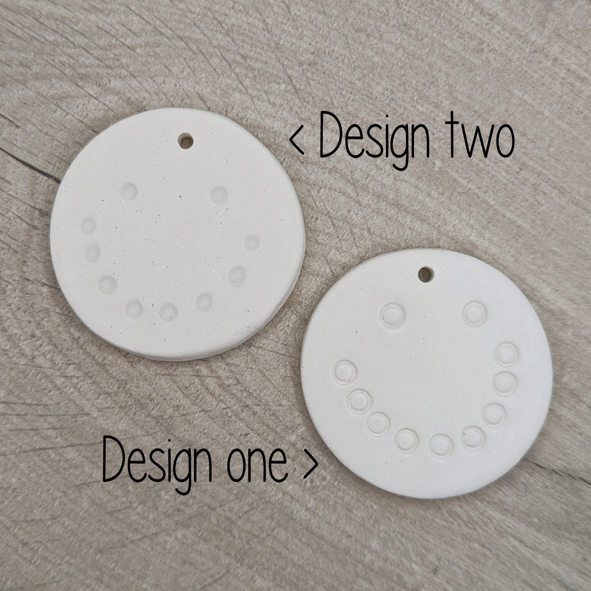two simple snowman face clay decorations, two design to choice from 