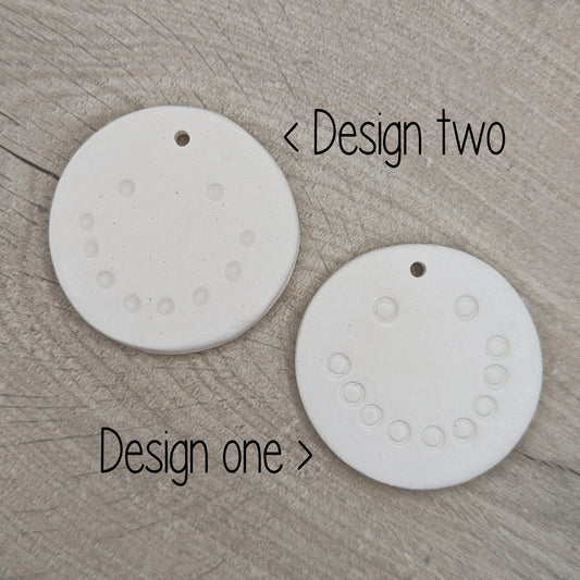 two simple snowman face clay decorations, two design to choice from 