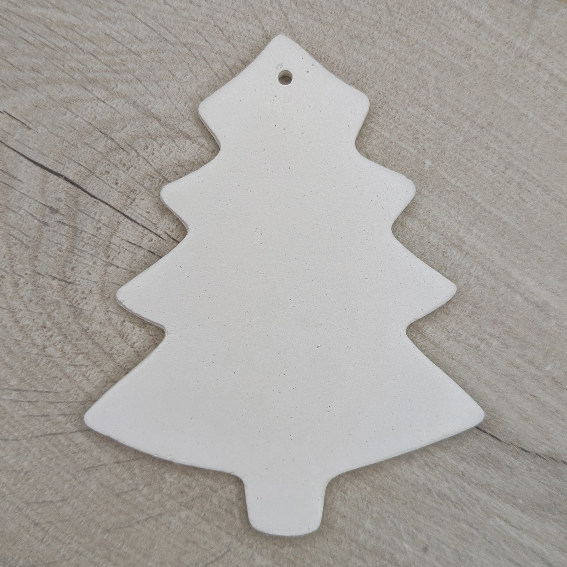 white air dried clay Christmas tree shaped decoration